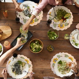 LeLehome - Juego de 4 manteles individuales redondos con diseño de girasoles, 15 pulgadas, decoración de mesa para el hogar, cocina, comedor, otoño, cosecha, para otoño