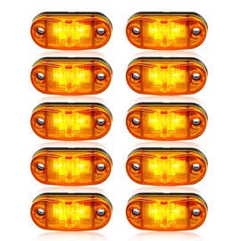 ALFU 10 Pack Amber DC12-24V IP68 Waterproof LED Trailer Lights Kit Front Rear LED Side Marker Clearance Indicators Light for RV Camper Truck Van Caravan Boat