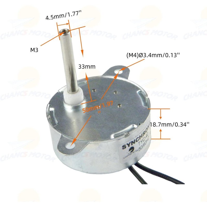 CHANCS Synchronous Motor TYC-40 DC 12V 5RPM Inner-Shaft Length 33mm