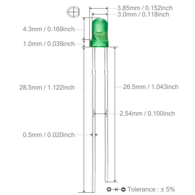 CHANZON 100 pcs 3mm Blinking Green LED Diode Lights 1.5Hz
