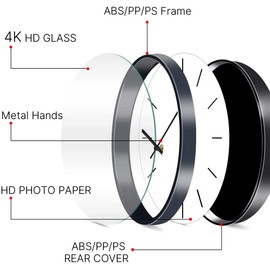 Cartoon Wall Clock Large 12" Clear Glass Face Silent Non-Ticking Nice for Gift or Décor F59