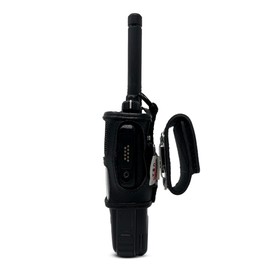 Turtleback Carry Holder Made for TAIT TP3350 and TP3 Fire and Police Security Two Way Radio Belt Clip and D Ring Holster Case, Black Leather Ratcheting 2.25" Belt Loop