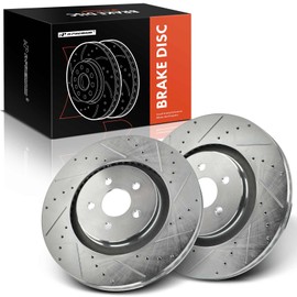 A-Premium 13.58 inch (345mm) Front Drilled and Slotted Disc Brake Rotors Compatible with Select Ford and Lincoln Models - Fusion 2017-2019, Edge 2015-2022, MKZ, MKX, Continental, Nautilus, 2-PC Set