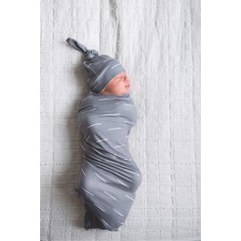 Large Premium Knit Baby Swaddle Receiving Blanket"Dash" by Copper Pearl