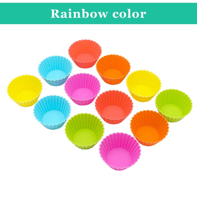 BiaoGan Silicone Cupcake Baking Cups, Multi Color Reusable Muffin Cup