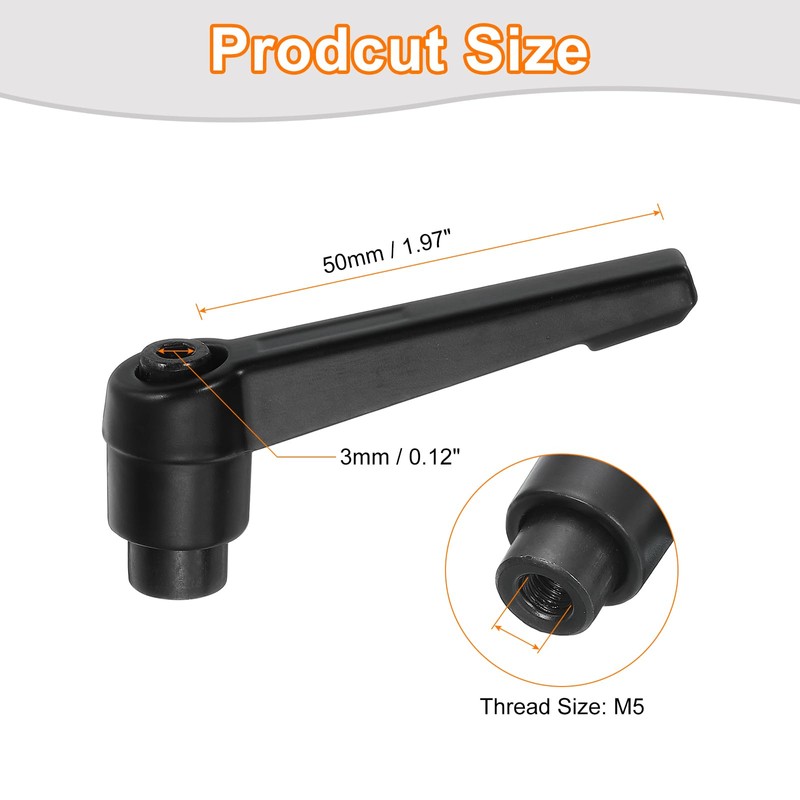 sourcing map 2Pcs M5 Adjustable Knobs Handle Female Thread Push