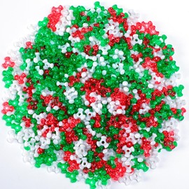 UPINS Christmas Tri Beads, 1200Pcs Plastic Tri-Shaped Beads for Craft Wreath Candy Cane-Xmas Holiday Tree Decorations Christmas Beaded Ornament Kit