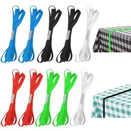 Table Bungees Tablecloth Strap Band 5 Colors Elastic Table Bungees Tablecloth Bungee Cord Straps to Hold Down Table Cloth for Picnic, Camping, Outdoor Tables, Wedding, Parties