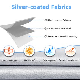 Zenicham Teardrop Camper Cover Waterproof, Fade and Tear Resistant Travel Trailer Cover Fits 12ft, Utility Silver Coated Fabric RV with Metal Buckle, Outdoor Windproof Heavy-Duty Camper Covers