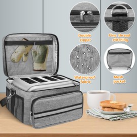 BOHEMIABY Toaster Cover with Base For 4 Slice Wide Slot, with Divider Compatible 2 Slice Toaster Cover, Small Appliance Covers with Baldric for All Toaste, Store All Accessories(Bag Only)
