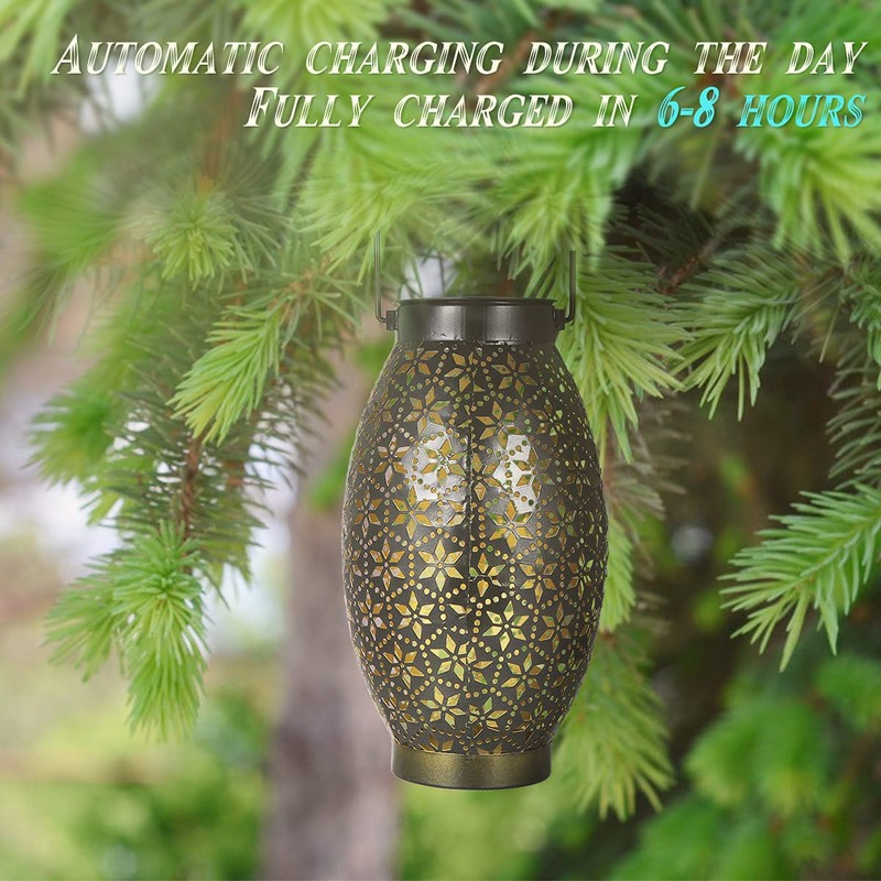Görvitor Outdoor Solar Lantern - Metal Hanging Solar Lantern -