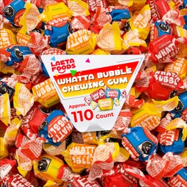 Whatta Bubble Gum Bulk | Individually Wrapped Gum, Chewing Bubble Fruit Flavor | Assorted Fruit Bubblegum | 1 Pound Bulk Bag (Approx. 110 Pieces)
