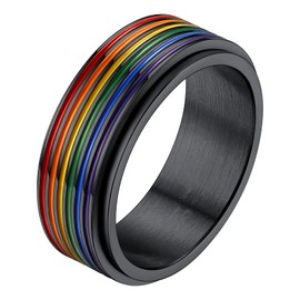 Richsteel Gay Worry Ring Mens Jewellery Rings Spinning For Women Pride Accessories