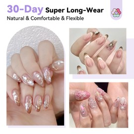 SAVILAND Pro Gel Nail Kit 30-Day Wearing: Full Gel Nails Kit 500 PCS Short Almond Gel Tips Strong Nail Glue Gel U V Nail Lamp Portable Nail Drill for Nail Extension Salon DIY Gifts Women