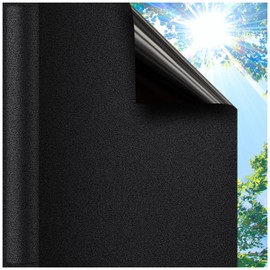 Coavas Blackout Window Privacy Film, Total 100% Light Blocking Window Tint for Home, Black Out Cover Room Darkening, Static Cling Removable Frosted Glass Door Coverings, 17.5 x 78.7 Inch, Blackout