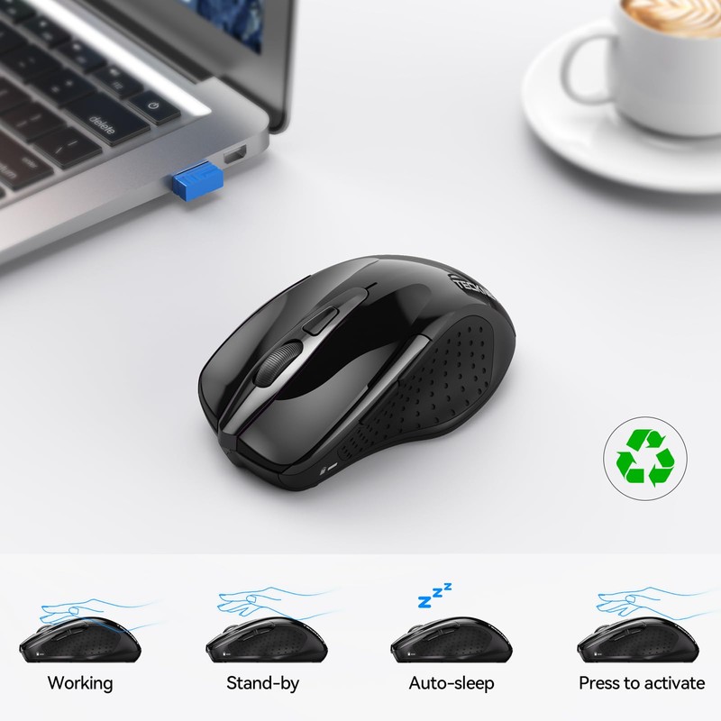 TECKNET Wireless Mouse (2.4G & BT5.0/3.0) Silent 4800 DPI Computer