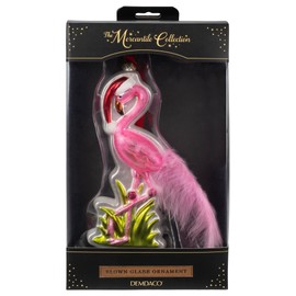 DEMDACO Vibrant Pink Flamingo 6.5 x 2.5 Blown Glass Decorative Hanging Ornament