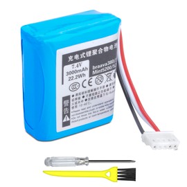 TZRONG 3000mah Vacuum Battery Compatible for iRobot Braava 300 380 381 380T 390 390T 2000 GPRHC202N026 11003067-00 W206001001399 Mint 5200 5200B 5200C Vacuum Cleaner Li-ion Battery with Repair Tools