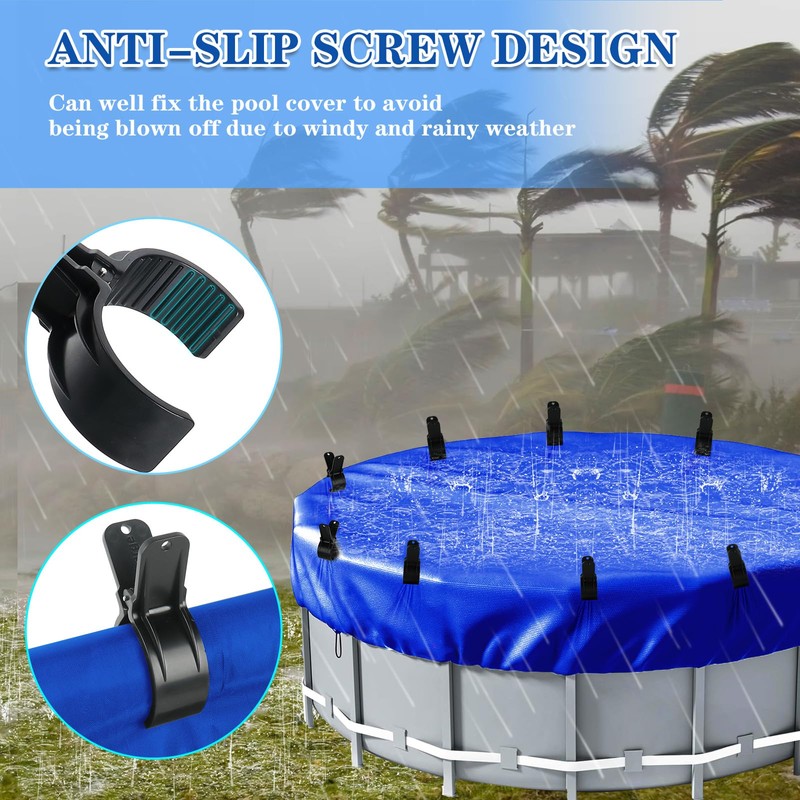 18PCS Pool Cover Clips, 3.1 Inch Not Piercing Scratch Clamps,