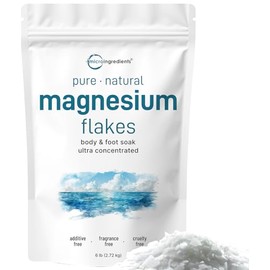 Pure Magnesium Flakes, 6lbs | Great for Foot & Body Bath Soaks | Natural Magnesium Chloride Minerals | Better Absorption Over Epsom Salt | Relaxation 