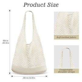 YZROHYI Strandtasche Boho GehäKelt,Sommertaschen Damen Umhängetasche,Beach Bag Aesthetic,Summer Bags For Women,Strandbeutel Groß,Häkeltasche,Handtasche,Stricktasche,Mesh Strand Tote Bag für Reisen