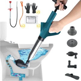 XZdream Toilet Plunger,Drain Clog Remover,High Pressure Air Drain Blaster Gun- Stainless Steel Air Plunger Tool for Unclog Toilet, Bathroom, Sink, Floor, Kitchen, Multipurpose Clog Remover Tool Set