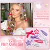 SAWINDA 36Pcs Hot Pink Mini Hair Bows Purple Star Snap
