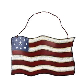 YK Decor 4th of July Patriotic America Flag Metal Wall Art Hanging Decoration for Indoor or Outdoor (Large)