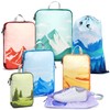 7-Piece Compression Packing Cubes for Travel, Patterned Expandable Luggage Organizer