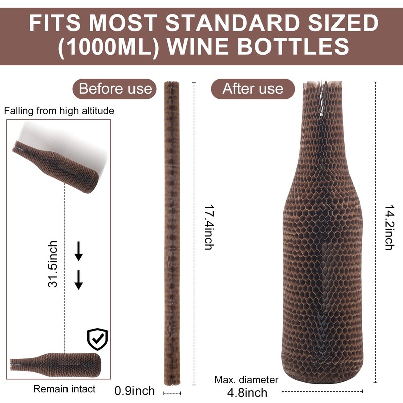 Wine Bottle Protector Sleeves by Honeycomb Paper,36 Set Reusable Glass
