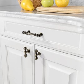 Asidrama 10 Pack 3 Inch(76mm) Brushed Antique Brass Kitchen Cabinet Handles, ...
