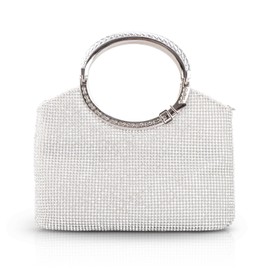 KISSCHIC Women's Handbag Crystal Rhinestone Evening Clutch Bags Party Wedding Clutch Purses (Silver)