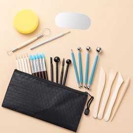YTgilo 27PCS Mounted Pottery Sculpting Painting Modeling Shaping Tools Clay Trimming Knife DIY Handmade Clay Tool Set Polymer Clay Tools Air Dry Clay Tools for Pottery Stippling Sculpting Painting
