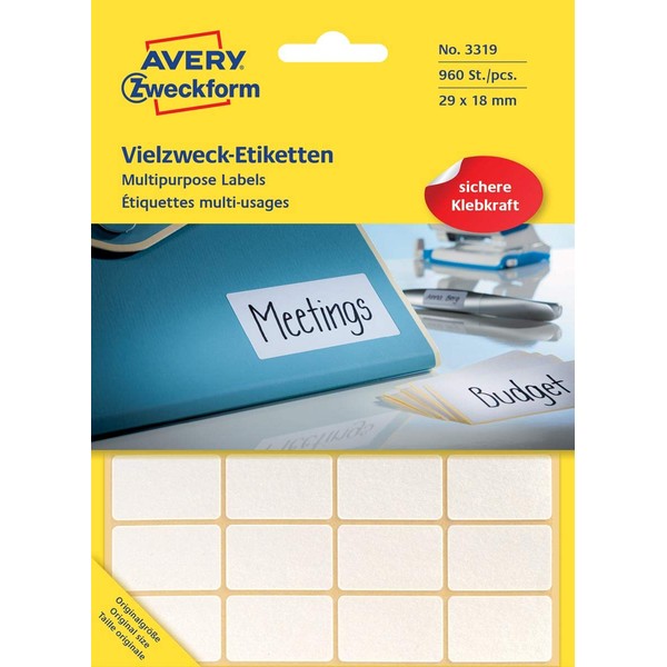 AVERY Zweckform Vielzweck-Etiketten Etikett 29x18mm Vielzweck ws 960St