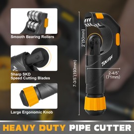 TOLESA Pipe Cutter Tool 1/8''-2'', Heavy Duty Mini Copper Pipe Cutters With Deburring Tools Pipe Reamer, Speed Cutting Tubing Cutter For Copper, Aluminum, PVC, Thin Stainless Steel Pipe