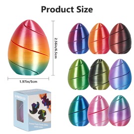 3D Printed Spiral Anxiety Relief Egg, 4PCS Unique Sensory Fidget Toys Pass Through Eggs for Adults Relieve Stress Easter Basket Stuffers Party Favors Gifts - Random Rainbow Colors