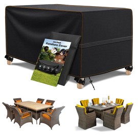 MUPAS Protective Cover for Garden Furniture, Winterproof, Waterproof, 420D Oxford Fabric, Tarpaulin Garden Furniture for Garden Tables, Patio Furniture, Outdoor Table, Rectangular, Black, 180 x 120 x