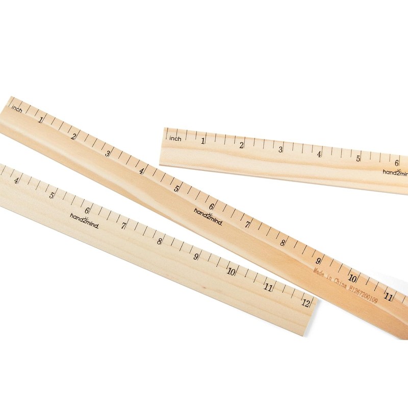 hand2mind 12 inch Wood Rulers with 1/4 Divisions, Pack of