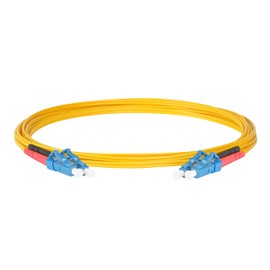 SpeedyFiberTX 2-Pack 200 Feet LC/U to LC/U Fiber Optic Patch Cable, Red and Black Boots, Corning SMF-28 Ultra Single-Mode 9/125um Optical Fiber, Duplex Yellow Riser OFNR Cable Jacket