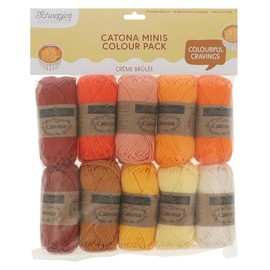 Scheepjes Catona Colour Pack 10 x 25 g - Crème Brulee, 100% Mercerised Cotton