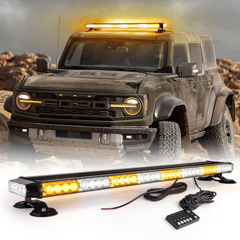 CUMART 38" Amber Yellow Rooftop Beacon Warning Emergency Flashing Snow
