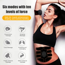 Zebbyee EMS Training Device, Abdominal Trainer, EMS Abdominal Muscle Trainer, Muscle Stimulator Abdominal Trainer with 8 Modes & 9 Intensities, Portable Muscle Trainer for Abdominal Arm HIPS Leg