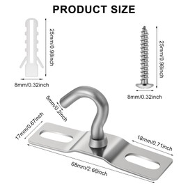 RosewineC 5 Pack Ceiling Hook, 68mm Heavy Duty Ceiling Light Base Plate Chandelier Hook Screws Mount Heavy Duty Iron Galvanized Pendant Fitting for Lamps Ceiling Fans Flower Basket Decoration Holder