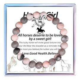 MollyQueen Horse Gifts & Jewelry - Pink Horse Bracelet for Women (Birthday & Christmas)