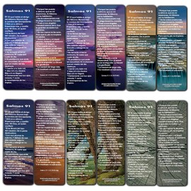 NewEights Spanish Psalm 91 Bookmarks Cards RVR1960 (30-Pack) - Church Memory Verse Sunday School Rewards Scriptures - Christian Stocking Stuffers Birthday Party Favors Assorted Bulk Pack