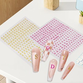 Letter Nail Stickers, Small Letters Sticker Charms, 3D Self-Adhesive Initial Sticker for Nails, Uppercase Lowercase English Alphabet Nails Art Design, Women Girl DIY Nail Decor(20PCS