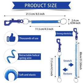 3 Pack Spiral Keyrings Stretchy Elastic Keychain with Plastic Clips Spiral Spring Key Holder Anti Theft Keychain for Keys ID Travel Cards Belt Wallet Backpack, Assorted Colors (Red, Yellow, Blue)