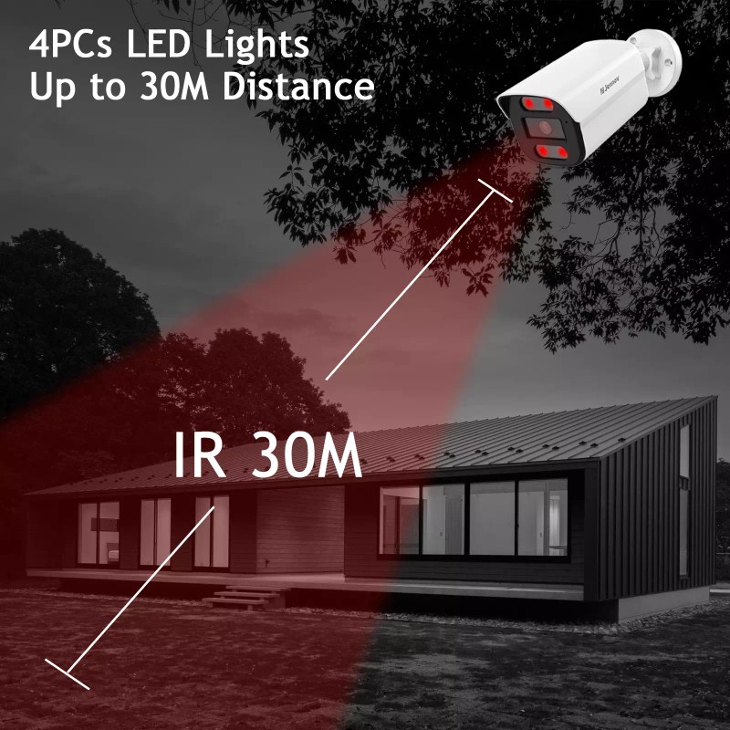 Jennov 4K 8MP POE Security IP66 Camera Outdoor Color Night