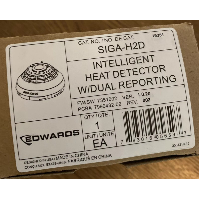 EDWARDS SIGA-H2D Intelligent Fixed Temp Heat Detector W/ Dual Reporting