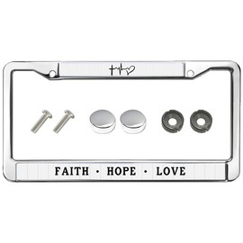 GouGouning Christian Saying License Plate Frame,Faith Hope Love License Plate Frame for Car Lovers,Christian Faith License Plate Frame for Birthday Xmas Gift, gongning-a022